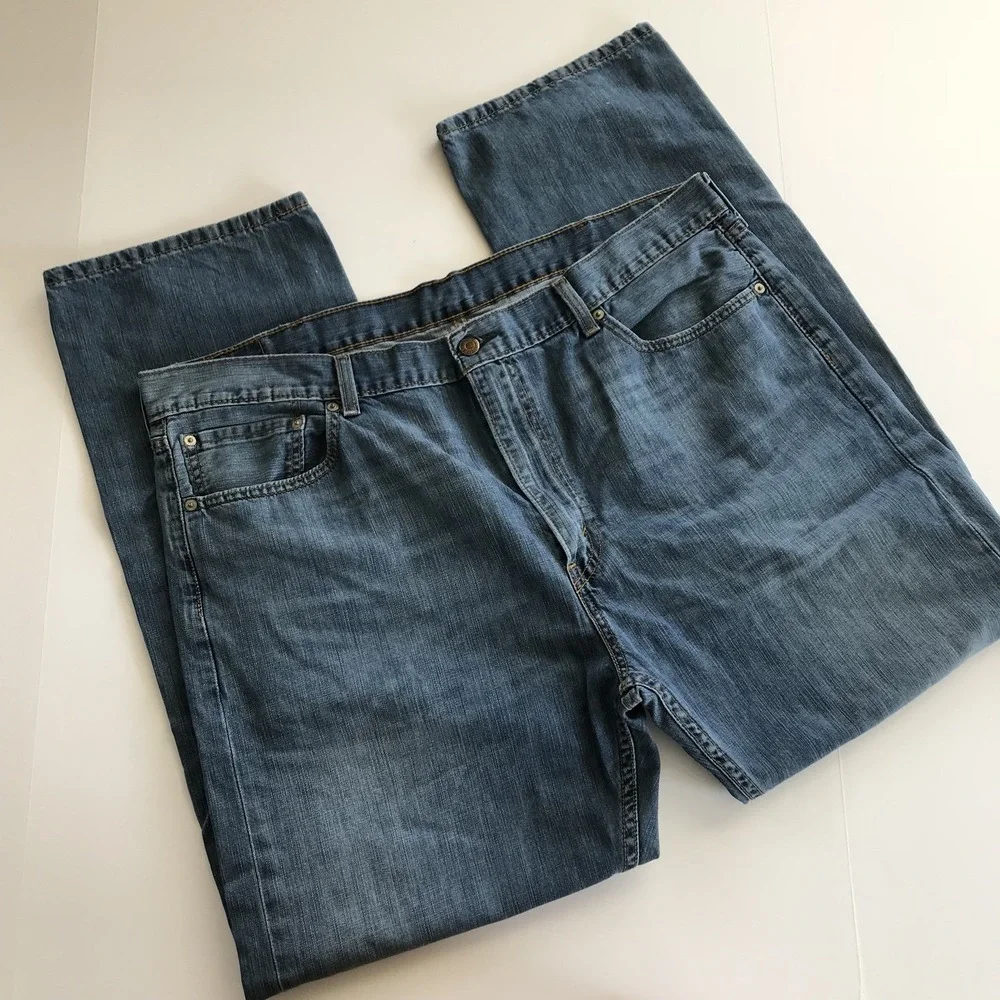 Levi's Mens‎ Jeans Sz 42x32 Medium Wash Solid Blue Jean Style 505 100% Cotton